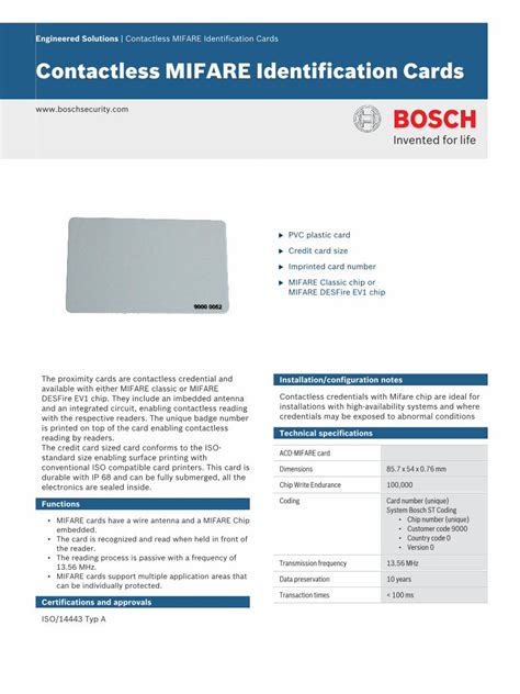 bosch mifare card|MIFARE card datasheet.